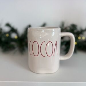Rae Dunn White “Cocoa” in red Mug